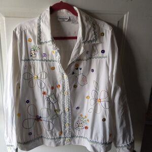 Vintage Breckenridge Women 1X Cotton Embellished/Embroidered Lightweight Jacket
